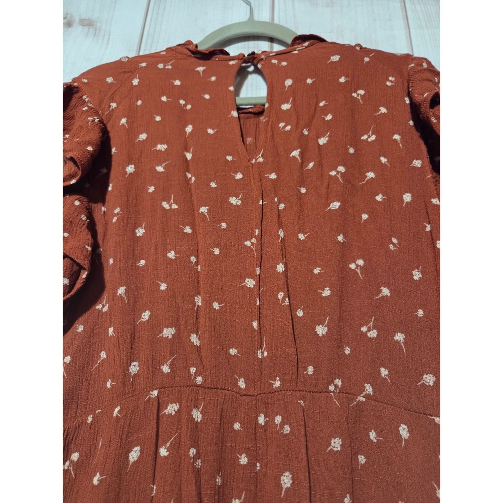 Universal Thread Rust Floral Flutter Sleeve Midi Dress Womens Large Boho Tiered - Picture 5 of 8